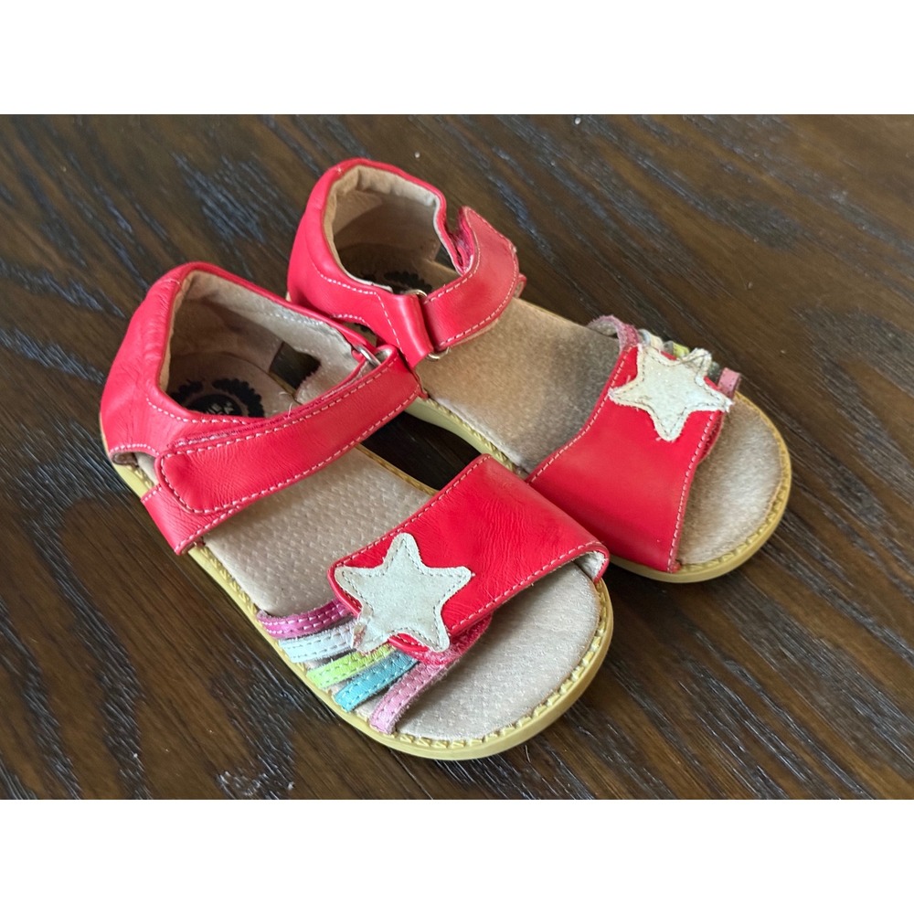 Livie & Luca Star Rainbow Sandals Kids Size 12 Red Good Leather Hook and Loop